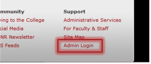 Screenshot with "Admin Login" link in bottom right highlighted