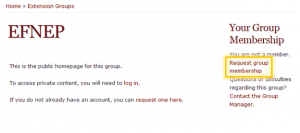 "Request Group membership" highlighted in screenshot