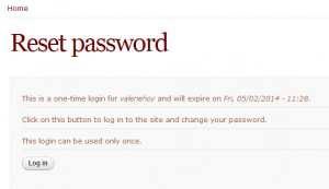 The "Reset Password" screen