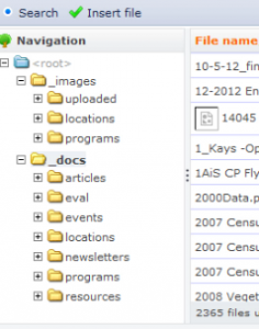 Screenshot of the folders in the file browser