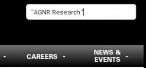 Search box with 'agnr research' entered